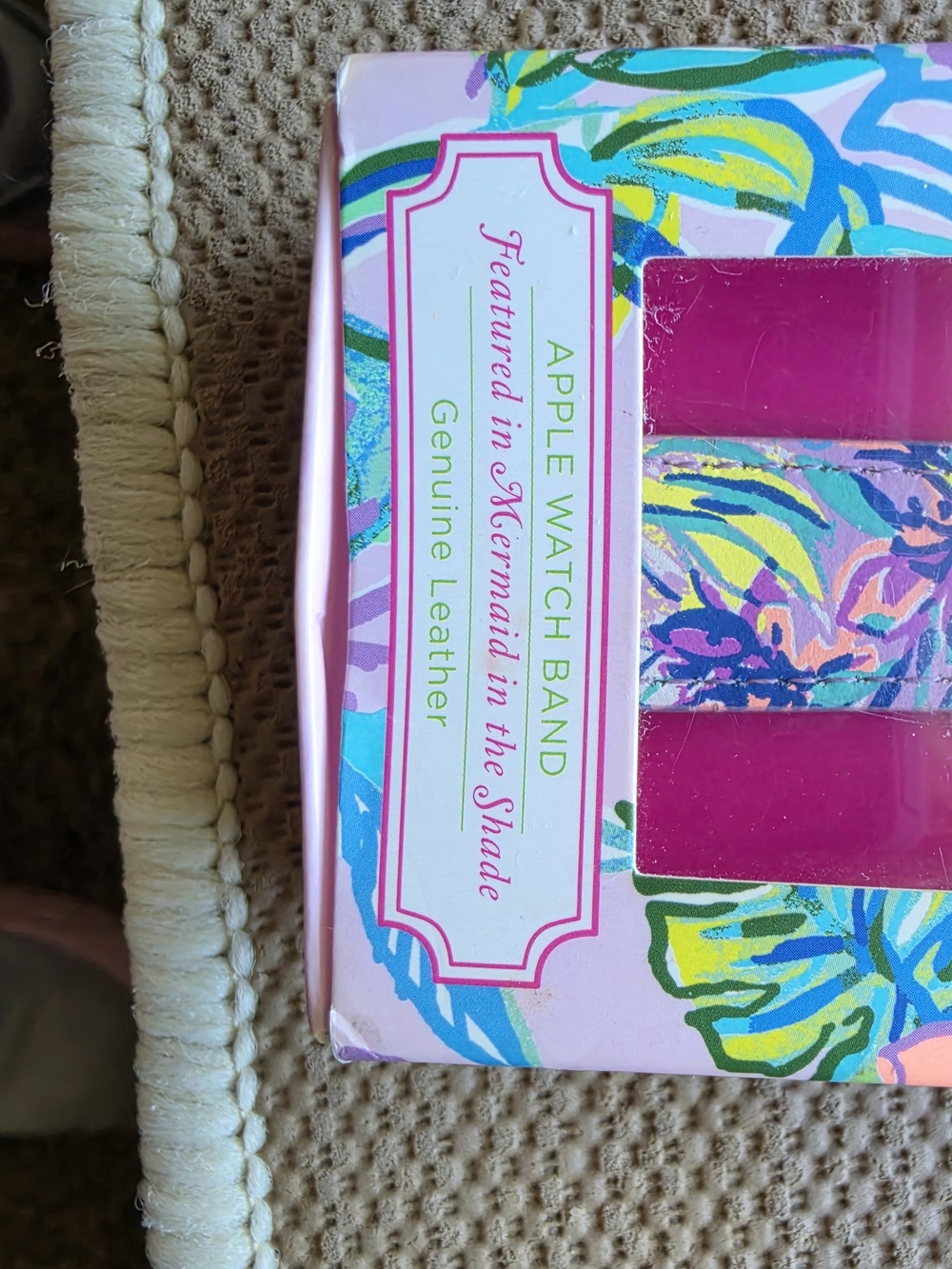 Lilly Pulitzer Lavender Floral Multicolor Apple Watch Band with Gold Hardware - Picture 3 of 5